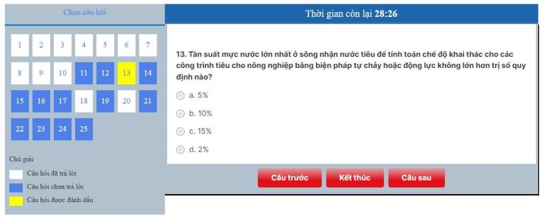 Giao diện sát hạch chứng chỉ hành nghề xây dựng